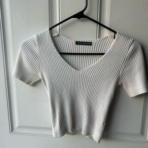 Brandy Melville White Ribbed Crop Top